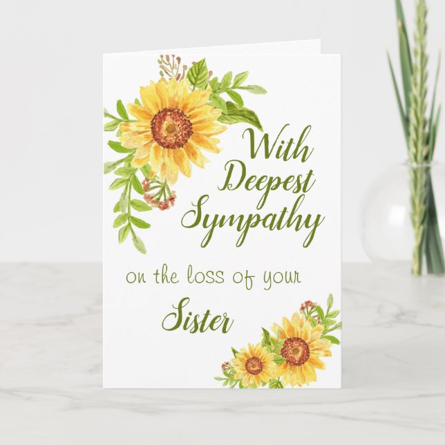 Simpatia Irmã Cartão Floral de Girassol com Aquare (Frente)