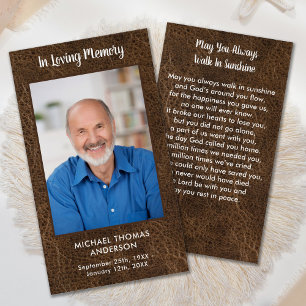 Simpatia Memorial Faux Leather Funeral Prayer Card