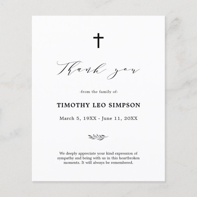 Simpatia Nublada Funeral Cartões de agradecimentos (Frente)