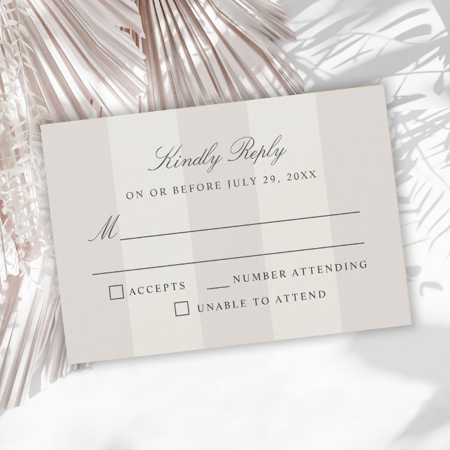 Simple Beach Sand Cabana Stripes Wedding RSVP (Criador carregado)