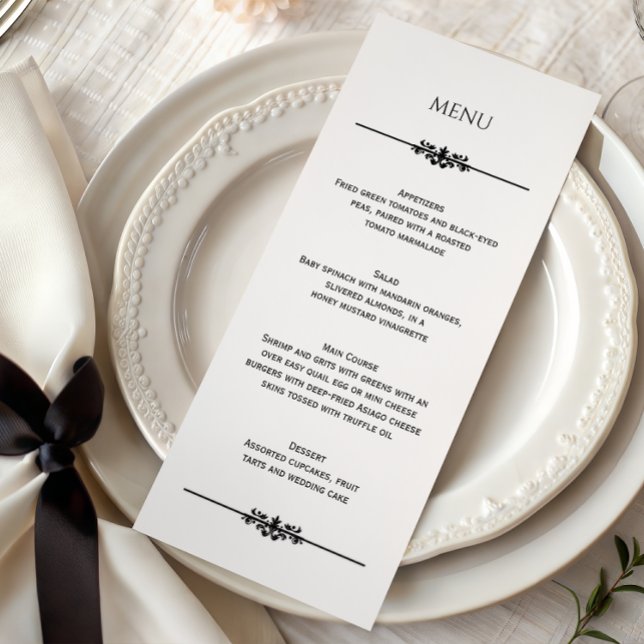 Simple Black and White Elegant Wedding | Menu (Criador carregado)