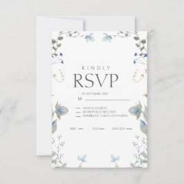 Simple Blue Floral RSVP Card