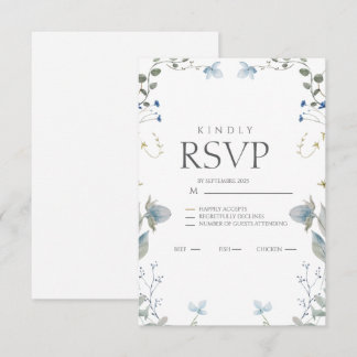 Simple Blue Floral RSVP Card