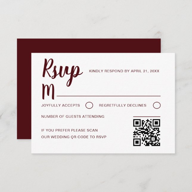 Simple Burgundy RSVP Wedding  (Frente/Verso)