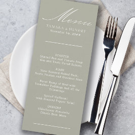 Simple Calligraphy Sage Green Wedding Menu
