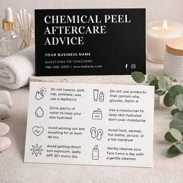 Simple Chemical Peel Aftercare Instruction Card (Criador carregado)