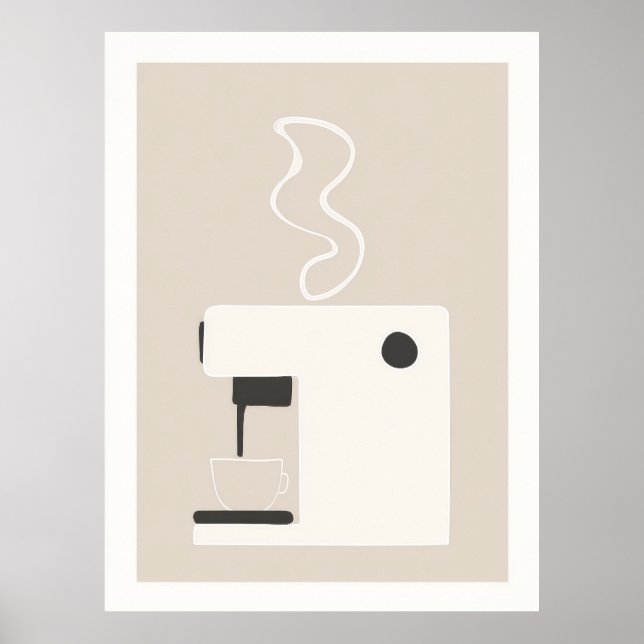 Simple Coffee Machine - Modern Kitchen Art Poster  (Frente)