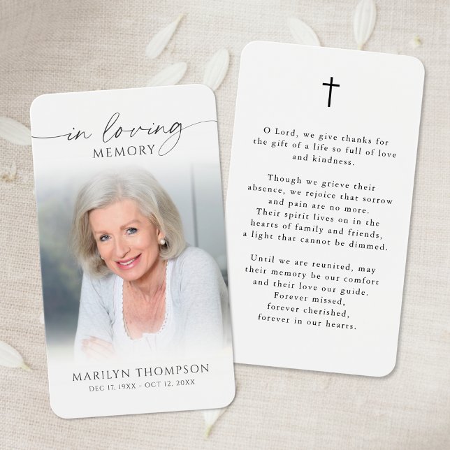 Simple Cross Photo Funeral Funeral Prayer Card (Criador carregado)