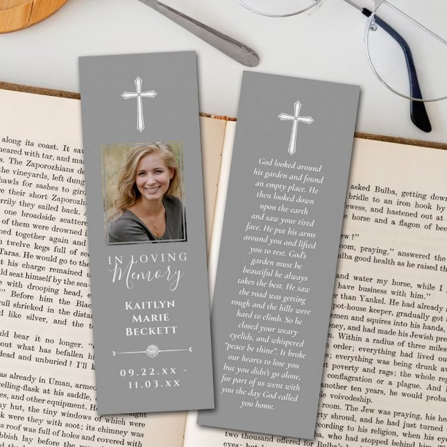 Simple Custom Photo Laminated Memorial Bookmarks (Criador carregado)