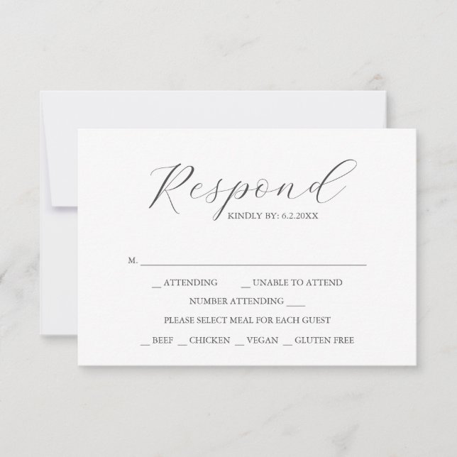 Simple Custom Wedding RSVP Cards (Frente)