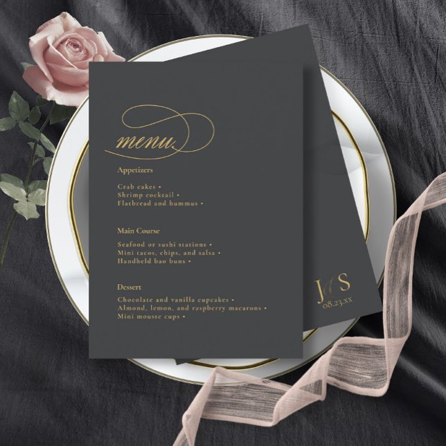 Simple Elegance Wedding Menu Charcarboneto ID1022 (Criador carregado)