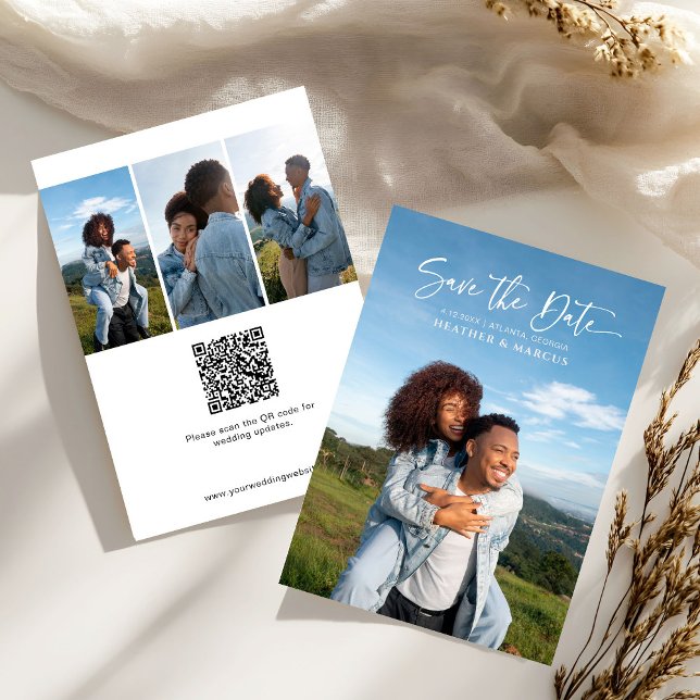 Simple Elegant 4-Photo Calligraphy QR Code (Criador carregado)