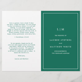Simple Emerald Green Elegant Weding Program