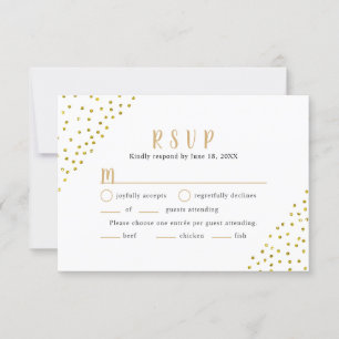 Simple Faux Dourado Confetti Weding RSVP + entrées