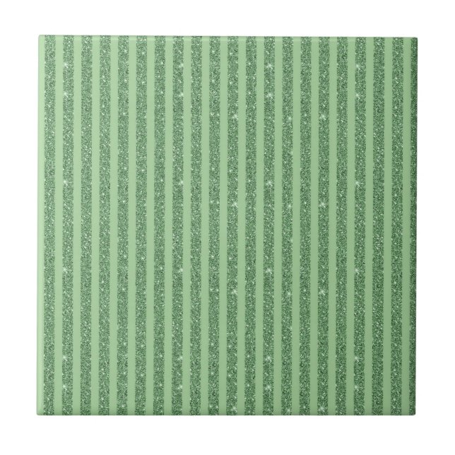 Simple Forest Green Glitter Style Vertical Stripes (Frente)