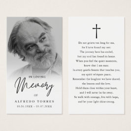 Simple Funeral Sympathy Photo Memorial Prayer Card