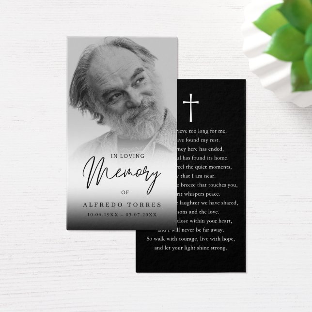 Simple Funeral Sympathy Photo Memorial Prayer Card (Mesa)