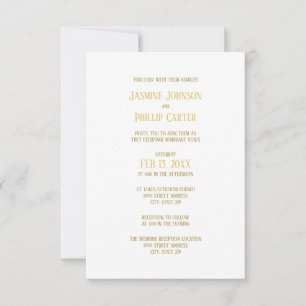 Simple Gold - Convite de Casamento/Recepção 3x5