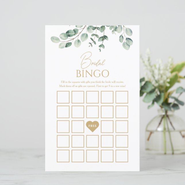 Simple Greenery Bridal Bingo Shower Game (Em pé/Frente)