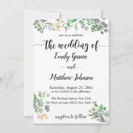 Simple Greenery Floral Eucalyptus Wedding Convite