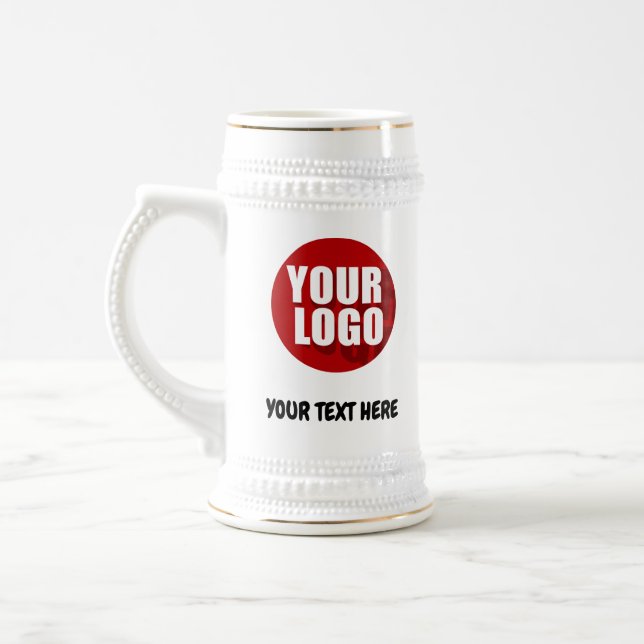 Simple Logo and Text Business Beer Stein Custom (Esquerda)