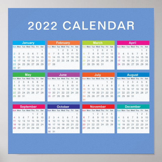 Simple Lovely Colorful 2022 Calendar | Poster (Frente)