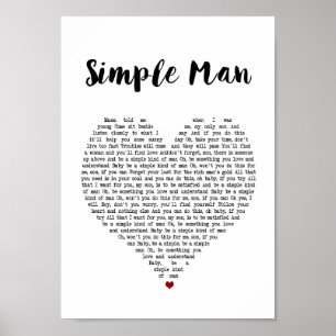 Simple Man Heart Song Lyric Wall Art Impressão
