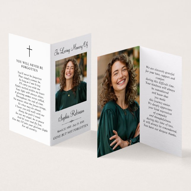 Simple Memorial Funeral 2 Photo Folder Prayer Card (Interior e exterior)