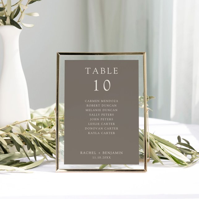 Simple Minimal Taupe Wedding Seating Chart (Criador carregado)
