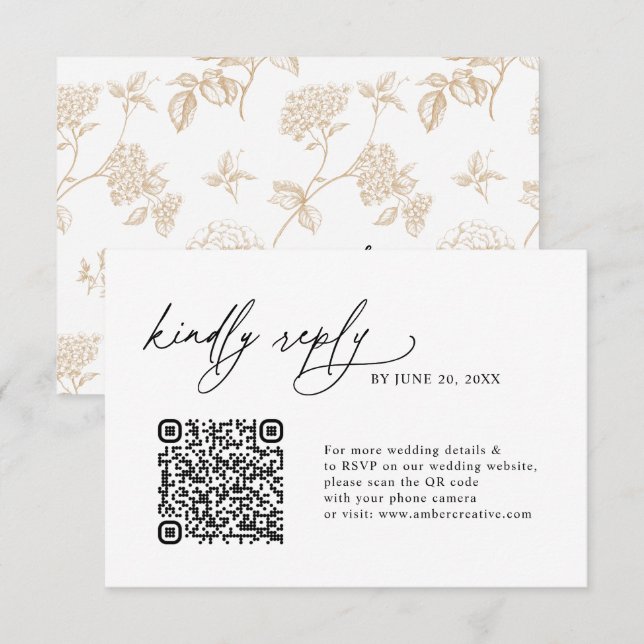 Simple Minimalist QR code Wedding RSVP Cards (Frente/Verso)