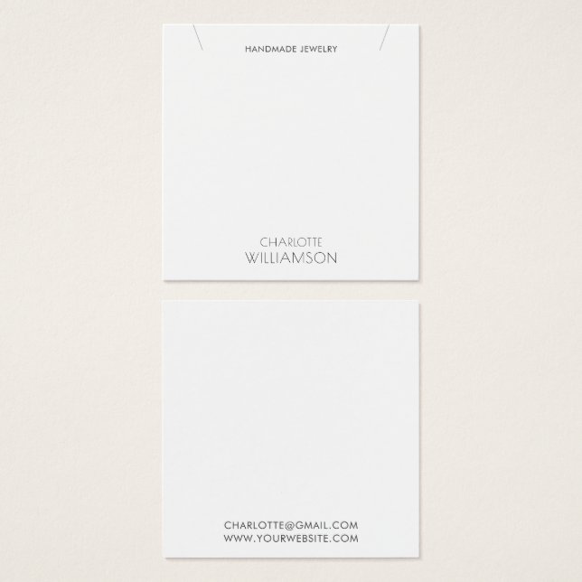 Simple Minimalist Typography Jewelry Display Card (Frente & Verso)
