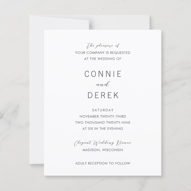 Simple Modern Budget Wedding Invitation (Frente)