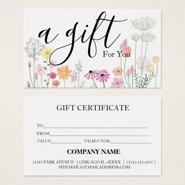 Simple & Modern Business Gift Certificate (Frente & Verso)