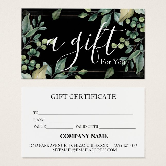 Simple & Modern Business Gift Certificate (Frente & Verso)