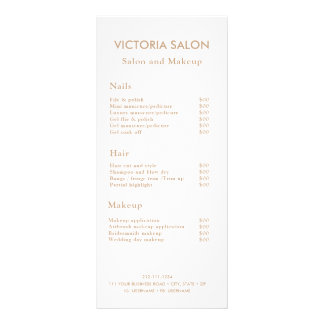 Simple Modern Chic Unique White Salon Service Menu