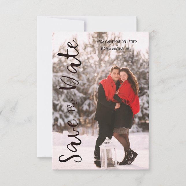 Simple Modern Personalized Photo Engagement Couple (Frente)