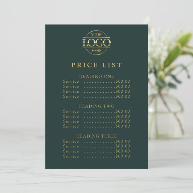 Simple Modern Professional Logo Menu Price List (Em pé/Frente)