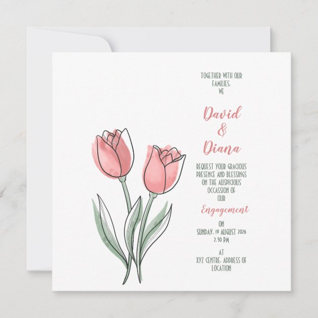 simple orange Wedding invitation (Frente)