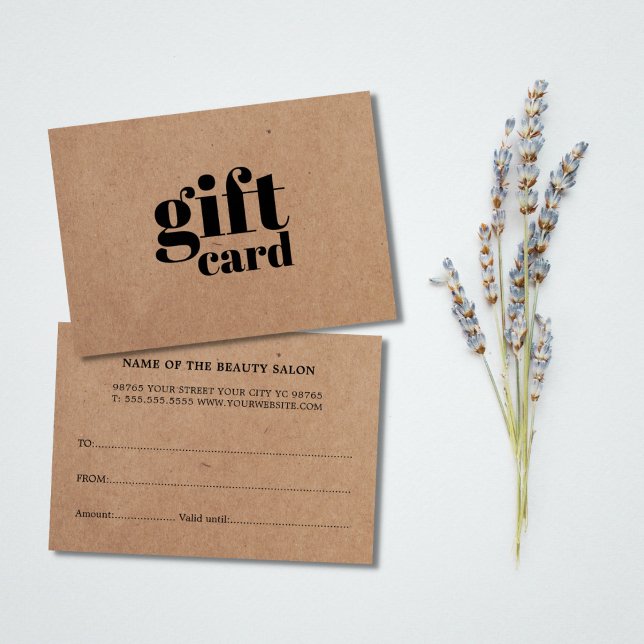 Simple Printed Kraft Beauty Gift Card (Criador carregado)