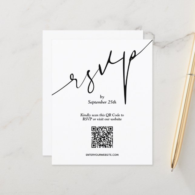 Simple QR Code Wedding LARGE Enclosure Card (Frente/Verso In Situ)