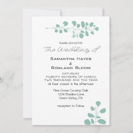 Simple Sage Greenery Convite para Casamento