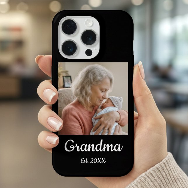 Simple Script Grandma Est.Photo Year Phone Case (Criador carregado)