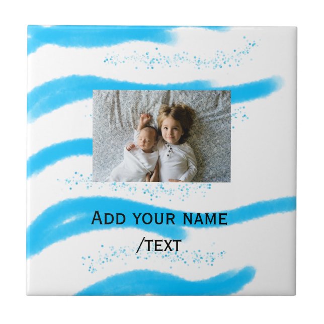simple star sparkle glitter add photo custom text  (Frente)