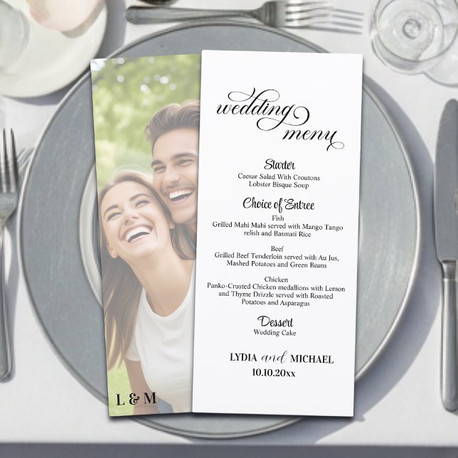 Simple Text Photo Overlay 4x9'' Wedding Menu (Criador carregado)