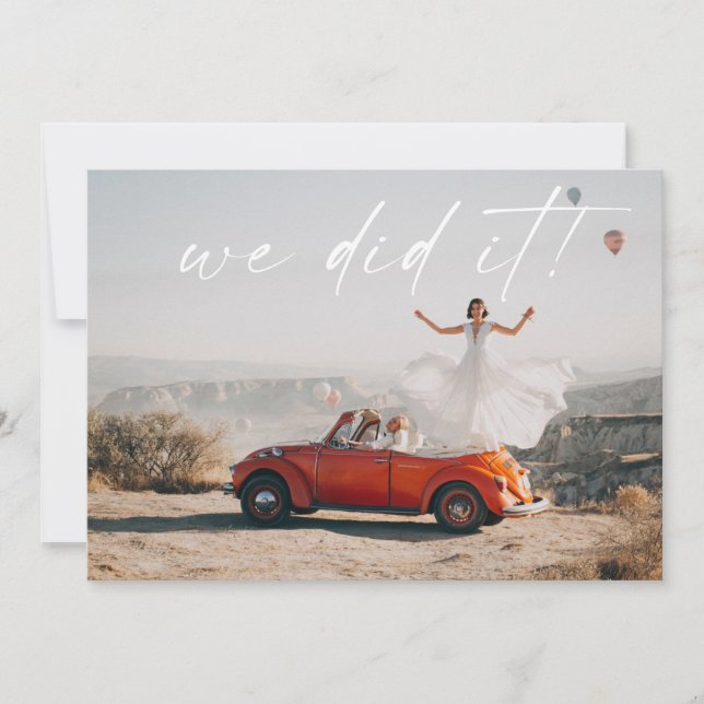 Simple We Did It Wedding Reception Photo Invite (Frente)
