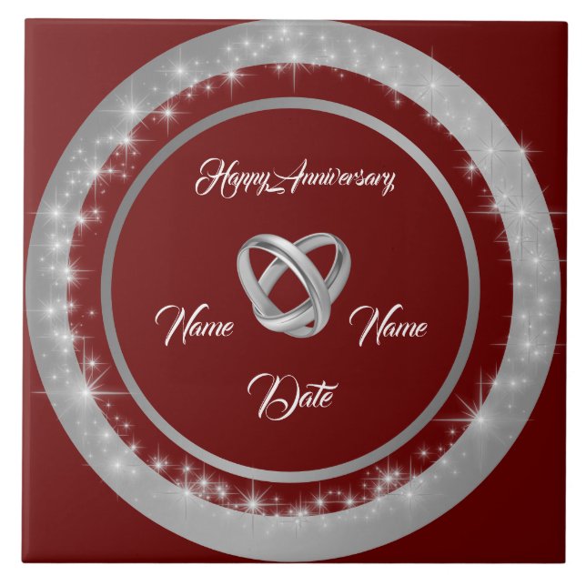 Simple Wedding Rings Customize Silver Anniversary (Frente)