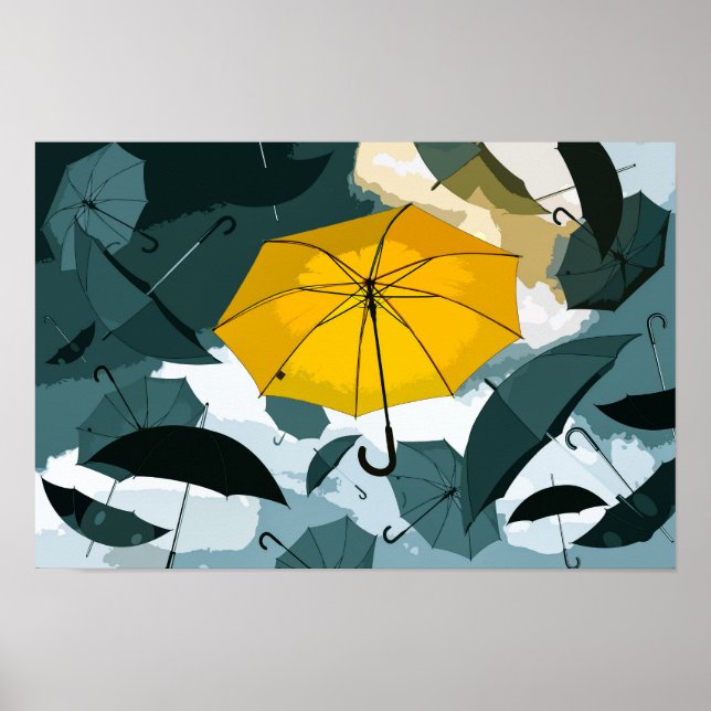 Simple Yellow Umbrella Artwork | Poster (Frente)