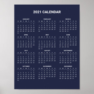 Simple Yet Elegant 2021 Calendar Poster