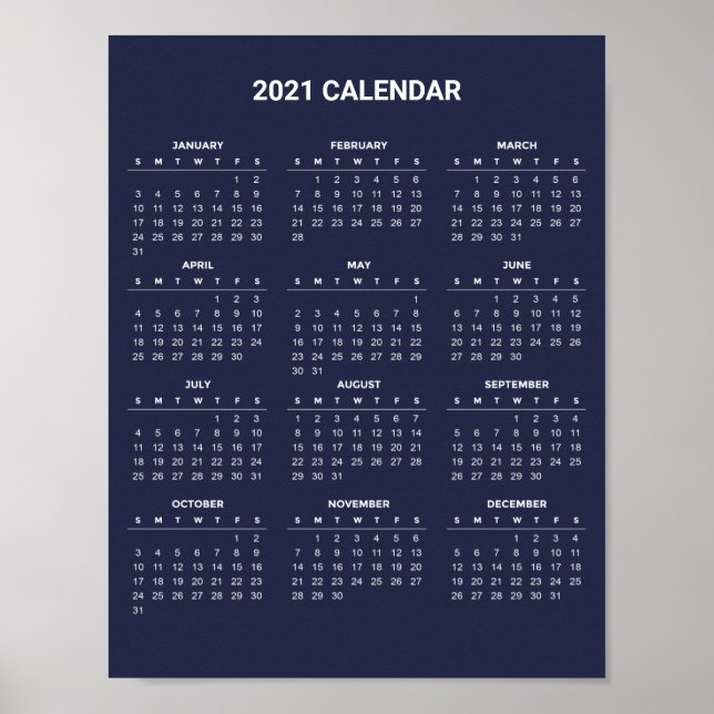 Simple Yet Elegant 2021 Calendar | Poster (Frente)