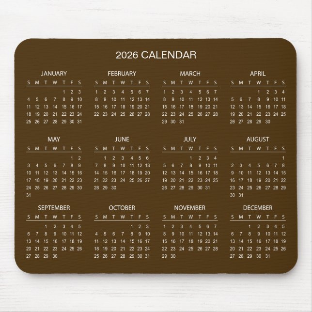 Simple Yet Elegant 2026 Calendar | Mousepad (Frente)